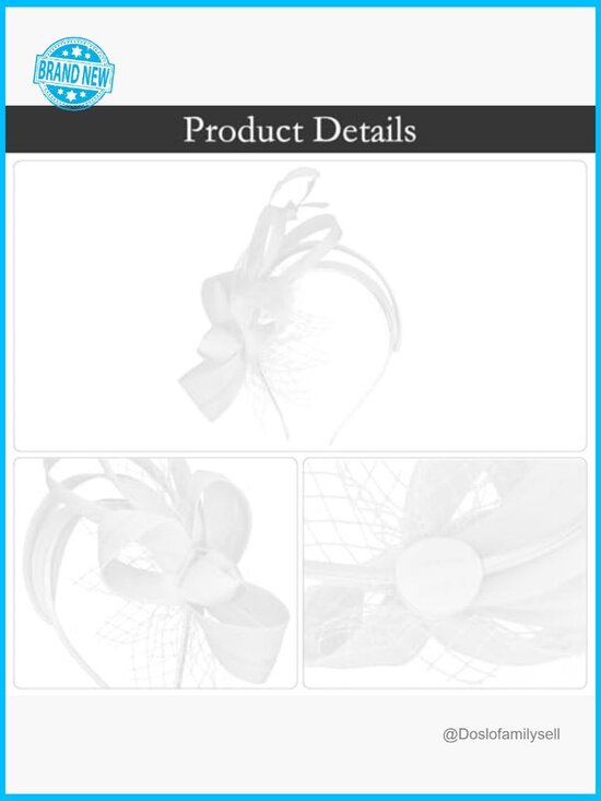 Derby Fascinator Hat with Feathers Chic Tea Party Headpiece Tulle Mesh Bow main image 5